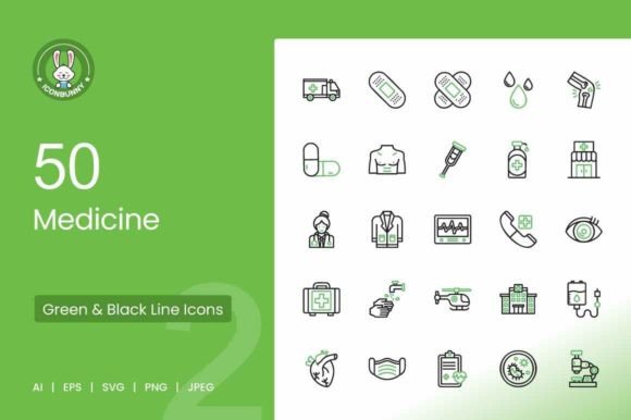 A Designer's Review of the 50 Medicine Green Black Icons for Embroidery