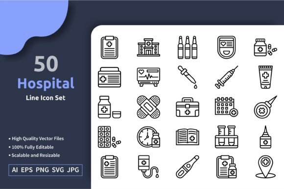 A Professional Look at 50 Hospital Icons for Embroidery Projects