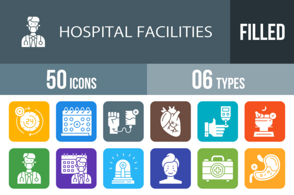 Review: 50 Hospital Facilities Filled Icons