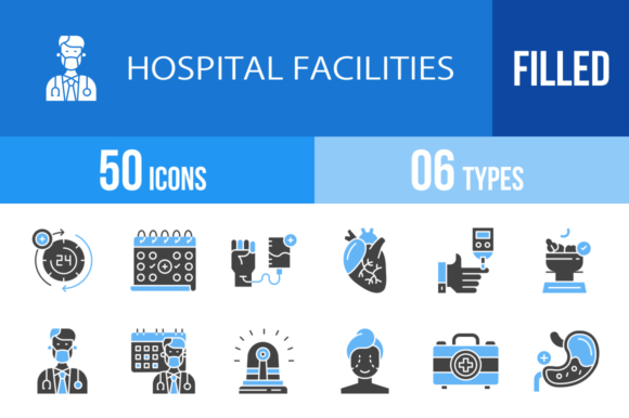Review of 50 Hospital Facilities Icons for Embroidery