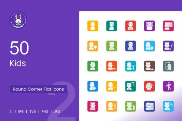 Review of 50 Kids Filled Round Corner Icons