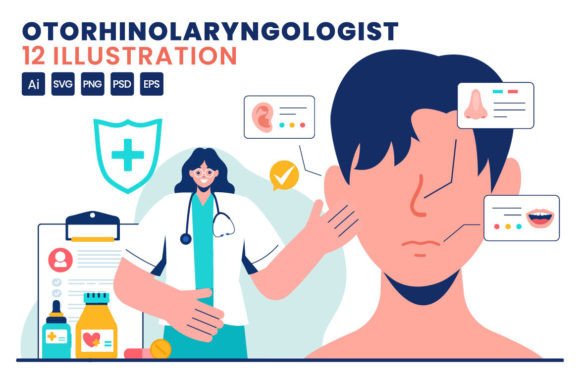 Reviewing an Otorhinolaryngologist Illustration for Embroidery