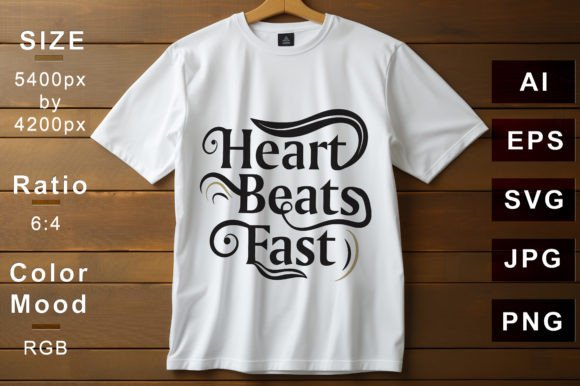 Typograph Heart Beat Design for Stitched Projects